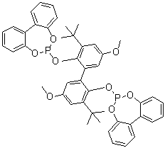 2,2'-二[(1,1'-联苯-2,2'-二基)亚磷酸酯]-3,3'-二叔丁基-5,5'-二甲氧基-1,1'-联苯分子结构 (CAS 121627-17-6)