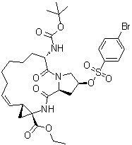 CAS # 1216941-64-8, (2S,6S,12Z,13aS,14aR,16aS)-2-[[(4-Bromophenyl)sulfonyl]oxy]-6-[[(1,1-dimethylethoxy)carbonyl]amino]-1,2,3,6,7,8,9,10,11,13a,14,15,16,16a-tetradecahydro-5,16-dioxo-cyclopropa[e]pyrrolo[1,2-a][1,4]diazacyclopentadecine-14a(5H)-carboxylic acid ethyl ester
