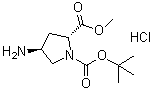 structure of CAS# 1217446-43-9, Methyl (2R,4S)-4-amino-1-(tert-butoxycarbonyl)pyrrolidine-2-carboxylate hydrochloride