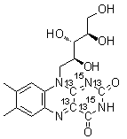 核黄素-2,4,4a,10a-<sup>13</sup>C<sub>4</sub>-1,3-<sup>15</sup>N<sub>2</sub>分子结构 (CAS 1217461-14-7)