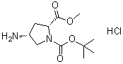 (2R,4R)-1-叔丁基 2-甲基 4-氨基吡咯烷-1,2-二羧酸酯盐酸盐分子结构 (CAS 1217474-04-8)