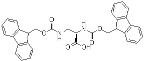 structure of CAS# 1217631-22-5, N-[(9H-芴-9-基甲氧基)羰基]-3-[[(9H-芴-9-基甲氧基)羰基]氨基]-D-丙氨酸