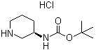 N-(3R)-3-哌啶基氨基甲酸叔丁酯盐酸盐分子结构 (CAS 1217656-59-1)