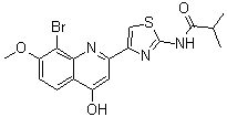 N-[4-(8-溴-4-羟基-7-甲氧基-2-喹啉基)-2-噻唑基]-2-甲基丙酰胺分子结构 (CAS 1219105-46-0)
