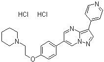 6-[4-[2-(1-哌啶基)乙氧基]苯基]-3-(4-吡啶基)吡唑并[1,5-a]嘧啶二盐酸盐分子结构 (CAS 1219168-18-9)