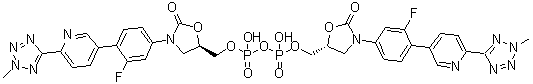 焦磷酸 P,P'-二[[(5R)-3-[3-氟-4-[6-(2-甲基-2H-四唑-5-基)-3-吡啶基]苯基]-2-氧代-5-恶唑烷基]甲基]酯分子结构 (CAS 1220910-90-6)