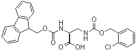 structure of CAS# 1220955-73-6, 3-[[[(2-Chlorophenyl)methoxy]carbonyl]amino]-N-[(9H-fluoren-9-ylmethoxy)carbonyl]-L-alanine