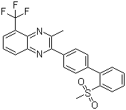 3-甲基-2-[2'-(甲基磺酰基)联苯-4-基]-5-(三氟甲基)喹喔啉分子结构 (CAS 1221265-39-9)