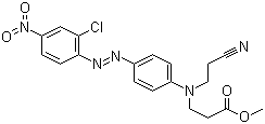 CAS 登录号：12217-86-6, 分散红 54, 3-[[4-(2-氯-4-硝基苯基)偶氮苯基]-(2-氰乙基)氨基]丙酸甲酯