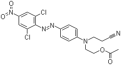 CAS # 12223-23-3, Disperse Orange 30, 4-((2,6-Dichloro-4-nitrophenyl)azo)-N-(cyanoethyl)-N-(acetoxyethyl)aniline, 2-(N-(2-Cyanoethyl)-4-((2,6-dichloro-4-nitrophenyl)azo)anilino)ethyl acetate