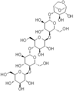 O-beta-D-吡喃葡萄糖基-(1→4)-O-beta-D-吡喃葡萄糖基-(1→4)-O-beta-D-吡喃葡萄糖基-(1→4)-O-beta-D-吡喃葡萄糖基-(1→4)-1,6-脱水-beta-D-吡喃葡萄糖分子结构 (CAS 122274-98-0)