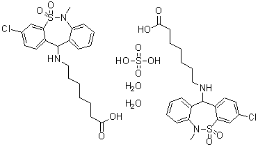 7-[(3-氯-6,11-二氢-6-甲基-5,5-二氧代二苯并[c,f][1,2]硫氮杂卓-11-基)氨基]庚酸硫酸盐水合物(2:1:2)分子结构 (CAS 1224690-84-9)