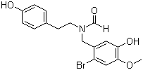 structure of CAS# 122584-18-3, N-[(2-溴-5-羟基-4-甲氧基苯基)甲基]-N-[2-(4-羟基苯基)乙基]甲酰胺