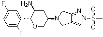 structure of CAS# 1226781-44-7, (2R,3S,5R)-2-(2,5-Difluorophenyl)-5-[2-(methylsulfonyl)-2,6-dihydropyrrolo[3,4-c]pyrazol-5(4H)-yl]tetrahydro-2H-pyran-3-amine