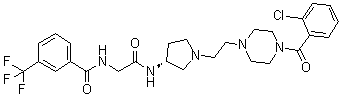 CAS 登录号：1226894-87-6, N-[2-[[(3R)-1-[2-[4-(2-氯苯甲酰基)-1-哌嗪基]乙基]-3-吡咯烷基]氨基]-2-氧代乙基]-3-(三氟甲基)苯甲酰胺