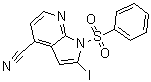 structure of CAS# 1227270-55-4, 2-Iodo-1-(phenylsulfonyl)-1H-pyrrolo[2,3-b]pyridine-4-carbonitrile