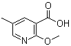 structure of CAS# 1227594-72-0, 2-Methoxy-5-methyl-3-pyridinecarboxylic acid
