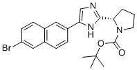 (S)-2-(5-(6-溴萘-2-基)-1H-咪唑-2-基)吡咯烷-1-甲酸叔丁酯分子结构 (CAS 1228551-96-9)