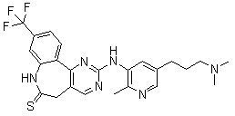 CAS # 1228960-69-7, MLN0905, 2-[[5-[3-(Dimethylamino)propyl]-2-methyl-3-pyridinyl]amino]-5,7-dihydro-9-(trifluoromethyl)- 6H-pyrimido[5,4-d][1]benzazepine-6-thione