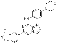 CAS # 1229208-44-9, GS 9973, 6-(1H-Indazol-6-yl)-N-[4-(4-morpholinyl)phenyl]imidazo[1,2-a]pyrazin-8-amine