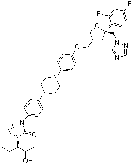 4-(4-(4-(4-(((3R,5S)-5-((1H-1,2,4-三唑-1-基)甲基)-5-(2,4-二氟苯基)四氢呋喃-3-基)甲氧基)苯基)哌嗪-1-基)苯基)-1-((2R,3R)-2-羟基戊烷-3-基)-1H-1,2,4-三唑-5(4H)-酮分子结构 (CAS 1229428-89-0)