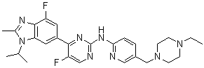 structure of CAS# 1231929-97-7, N-[5-[(4-乙基-1-哌嗪基)甲基]-2-吡啶基]-5-氟-4-[4-氟-2-甲基-1-异丙基-1H-苯并咪唑-6-基]-2-嘧啶胺