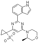 structure of CAS# 1233339-22-4, 4-[4-[(3R)-3-甲基-4-吗啉基]-6-[1-(甲基磺酰基)环丙基]-2-嘧啶基]-1H-吲哚