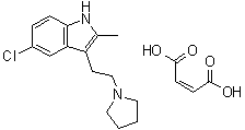 CAS # 1234-98-6, 5-Chloro-2-methyl-3-[2-(1-pyrrolidinyl)ethyl]indole maleate