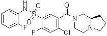 4-氯-2-氟-N-(2-氟苯基)-5-[[(8aR)-六氢吡咯并[1,2-a]吡嗪-2(1H)-基]羰基]苯磺酰胺分子结构 (CAS 1235560-28-7)