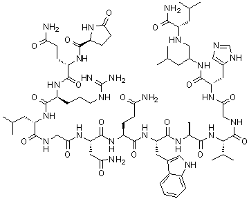 (S)-13-[N2-(2-氨基-4-甲基戊基)-L-亮氨酰胺]-14-去-L-蛋氨酰胺蛙皮素分子结构 (CAS 123809-85-8)