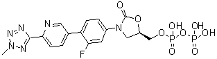 焦磷酸 P-[(5R)-3-[3-氟-4-[6-(2-甲基-2H-四唑-5-基)-3-吡啶基]苯基]-2-氧代-5-恶唑烷基]甲基酯分子结构 (CAS 1239662-48-6)
