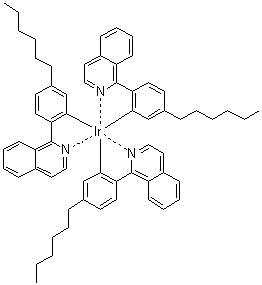 三[5-己基-2-(1-异喹啉基)苯基]铱分子结构 (CAS 1240249-29-9)
