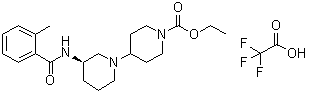 (3R)-3-[(2-甲基苯甲酰)氨基]-[1,4'-联哌啶]-1'-羧酸乙酯 2,2,2-三氟乙酸盐分子结构 (CAS 1240514-89-9)