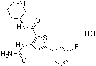 3-[(氨基羰基)氨基]-5-(3-氟苯基)-N-(3S)-3-哌啶基-2-噻吩甲酰胺盐酸盐分子结构 (CAS 1246094-78-9)