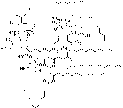 CAS # 1246298-62-3, O-3-Deoxy-alpha-D-altro-2-octulopyranosonosyl-(2→4)-O-3-deoxy-alpha-D-altro-2-octulopyranosonosyl-(2→6)-O-2-deoxy-2-[[(3R)-1-oxo-3-[(1-oxododecyl)oxy]tetradecyl]amino]-3-O-[(3R)-1-oxo-3-[(1-oxotetradecyl)oxy]tetradecyl]-4-O-phosphono-beta-D-glucopyranosyl-(1→6)-2-deoxy-2-[[(3R)-3-hydroxy-1-oxotetradecyl]amino]-alpha-D-glucopyranose 1-(dihydrogen phosphate) 3-[(3R)-3-hydroxytetradecanoate] ammonium salt (1:4)