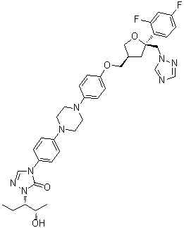 4-(4-(4-(4-(((3S,5S)-5-((1H-1,2,4-三唑-1-基)甲基)-5-(2,4-二氟苯基)四氢呋喃-3-基)甲氧基)苯基)哌嗪-1-基)苯基)-1-((2S,3S)-2-羟基戊烷-3-基)-1H-1,2,4-三唑-5(4H)-酮分子结构 (CAS 1246391-73-0)