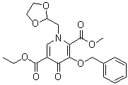 CAS 登录号：1246616-85-2, 1-(1,3-二氧戊环-2-基甲基)-1,4-二氢-4-氧代-3-(苯基甲氧基)-2,5-吡啶二甲酸 5-乙基酯 2-甲基酯