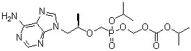 structure of CAS# 1246812-40-7, (8R)-9-(6-Amino-9H-purin-9-yl)-8-methyl-5-(1-methylethoxy)-2,4,7-trioxa-5-phosphanonanoic acid 1-methylethyl ester 5-oxide