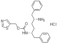 structure of CAS# 1247119-33-0, N-[(1R,4R)-4-Amino-5-phenyl-1-(phenylmethyl)pentyl]carbamic acid 5-thiazolylmethyl ester hydrochloride