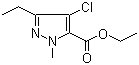 4-氯-3-乙基-1-甲基吡唑-5-甲酸乙酯分子结构 (CAS 124800-34-6)