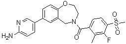 structure of CAS# 1251156-08-7, [7-(6-氨基-3-吡啶基)-2,3-二氢-1,4-苯并氧氮杂卓-4(5H)-基][3-氟-2-甲基-4-(甲基磺酰基)苯基]-甲酮