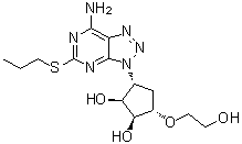 (1S,2S,3R,5S)-3-[7-氨基-5-(丙硫基)-3H-1,2,3-三唑并[4,5-d]嘧啶-3-基]-5-(2-羟基乙氧基)-1,2-环戊烷二醇分子结构 (CAS 1251765-07-7)