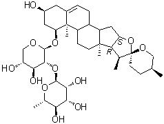 (1beta,3beta,25S)-3-羟基螺甾-5-烯-1-基 2-O-(6-脱氧-alpha-L-甘露糖基)-beta-D-吡喃木糖苷分子结构 (CAS 125225-63-0)