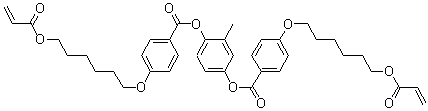 1,4-双[4-(6-丙烯酰氧基己氧基)苯甲酰氧基]-2-甲基苯分子结构 (CAS 125248-71-7)