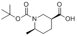 (3R,6S)-Rel-6-甲基-1,3-哌啶二甲酸1-(1,1-二甲基乙基)酯分子结构 (CAS 1253200-82-6)