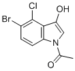 CAS 登录号：125328-76-9, 1-(5-溴-4-氯-3-羟基-1H-吲哚-1-基)乙酮