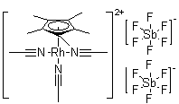 structure of CAS# 125357-42-8, 三(乙腈)(五甲基环戊二烯基)铑二(六氟锑酸盐)