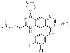 N-[4-[(3-氯-4-氟苯基)氨基]-7-[[(3S)-四氢-3-呋喃基]氧基]-6-喹唑啉基]-4-(二甲基氨基)-2-丁烯酰胺盐酸盐分子结构 (CAS 1254955-21-9)