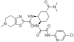 N-(5-氯吡啶-2-基)-N'-[(1R,2S,4R)-4-[(二甲基氨基)羰基]-2-[[(5-甲基-4,5,6,7-四氢噻唑并[5,4-c]吡啶-2-基)羰基]氨基]环己基]草酸二酰胺分子结构 (CAS 1255529-23-7)