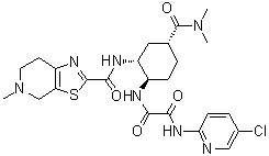 N-(5-氯吡啶-2-基)-N'-[(1R,2R,4R)-4-[(二甲基氨基)羰基]-2-[[(5-甲基-4,5,6,7-四氢噻唑并[5,4-c]吡啶-2-基)羰基]氨基]环己基]草酸二酰胺分子结构 (CAS 1255529-24-8)